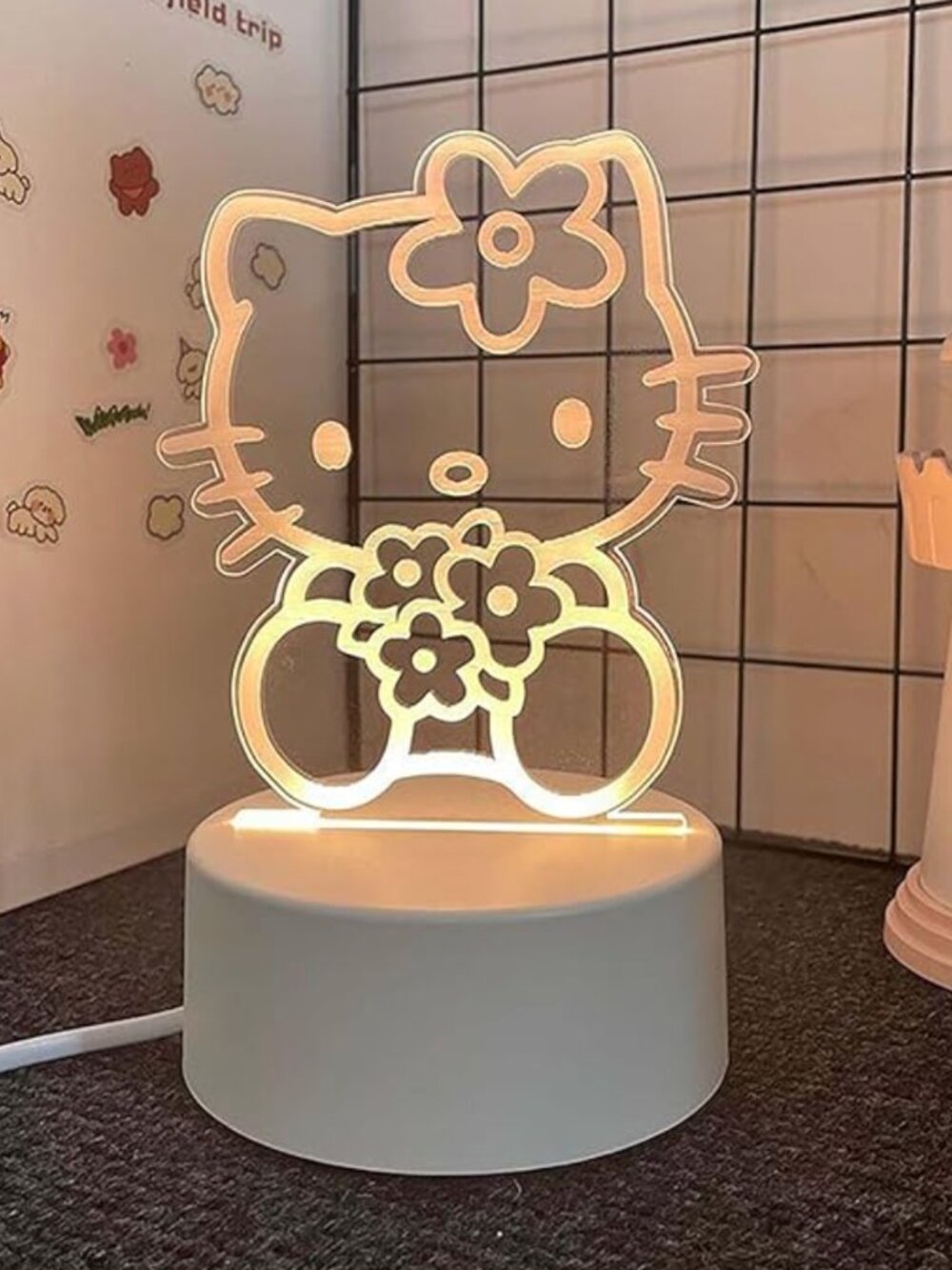 Hello Kitty 3D LED Night Light USB Powered Decorative Lamp (Gift Box Included)